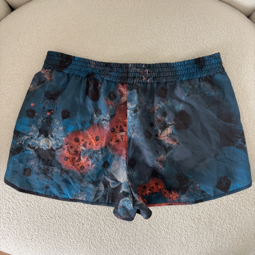 PINKO Blue Floral Athletic Running Lounge pullon Shorts pockets wilderkind Italy - Picture 4 of 5